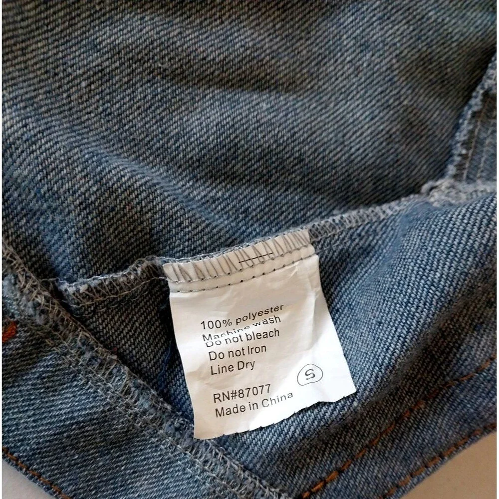 Favorite Child Washed Denim Retro Dog Pullover Jacket Size Small